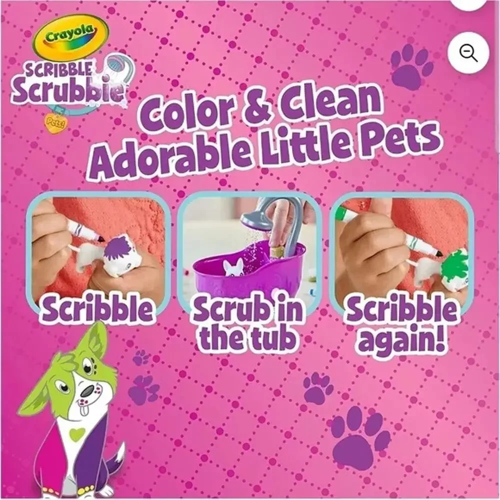 Crayola Scribble Scrubbie Pets Glam Tub, Color & Wash Toy Animal Set, Arts and C